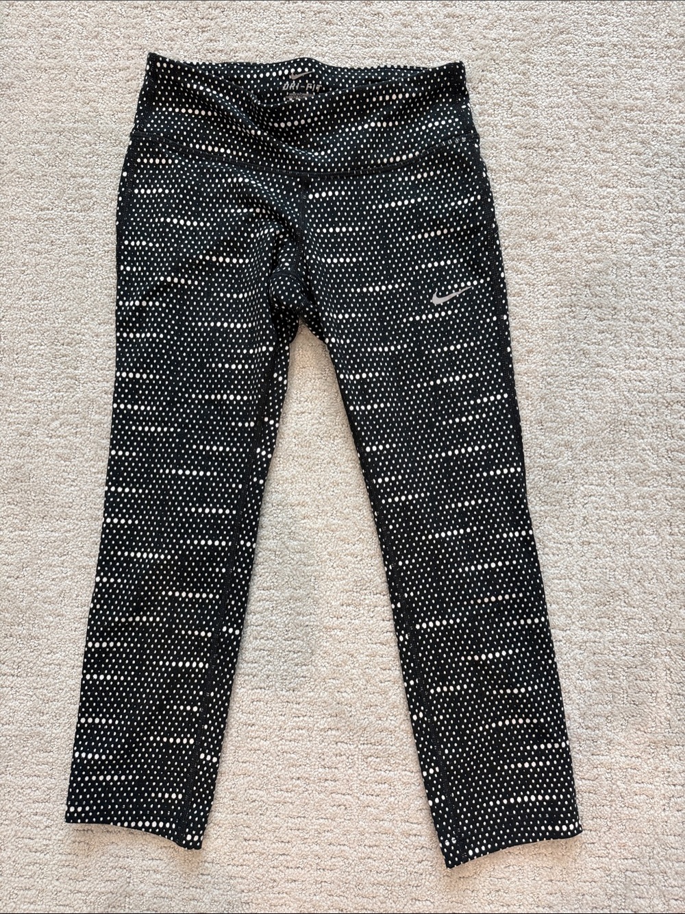 Nike Black and White Dot Print Kids Leggings